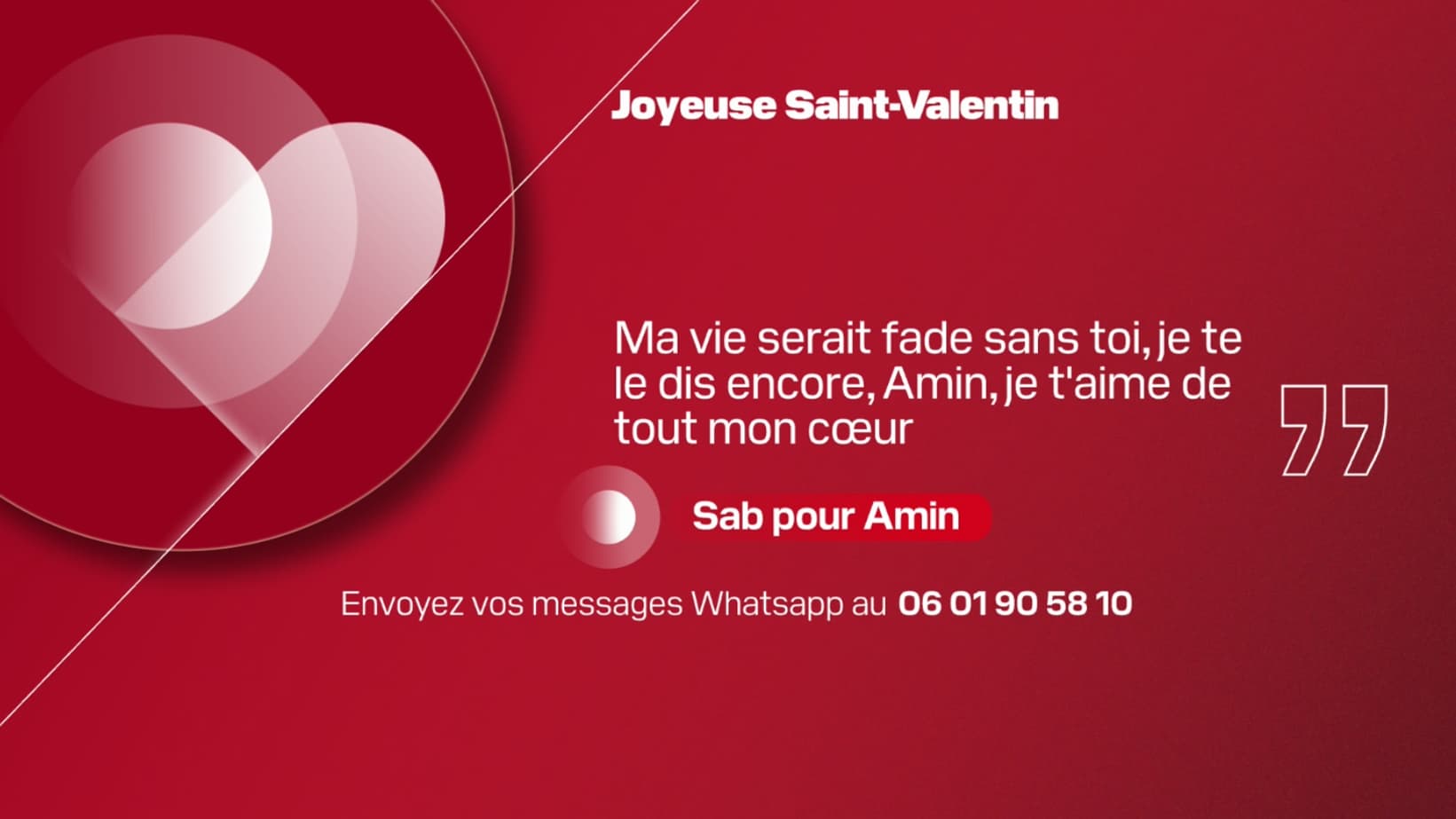 Message de Saint-Valentin, BFM DICI. Message de Saint-Valentin, BFM DICI.