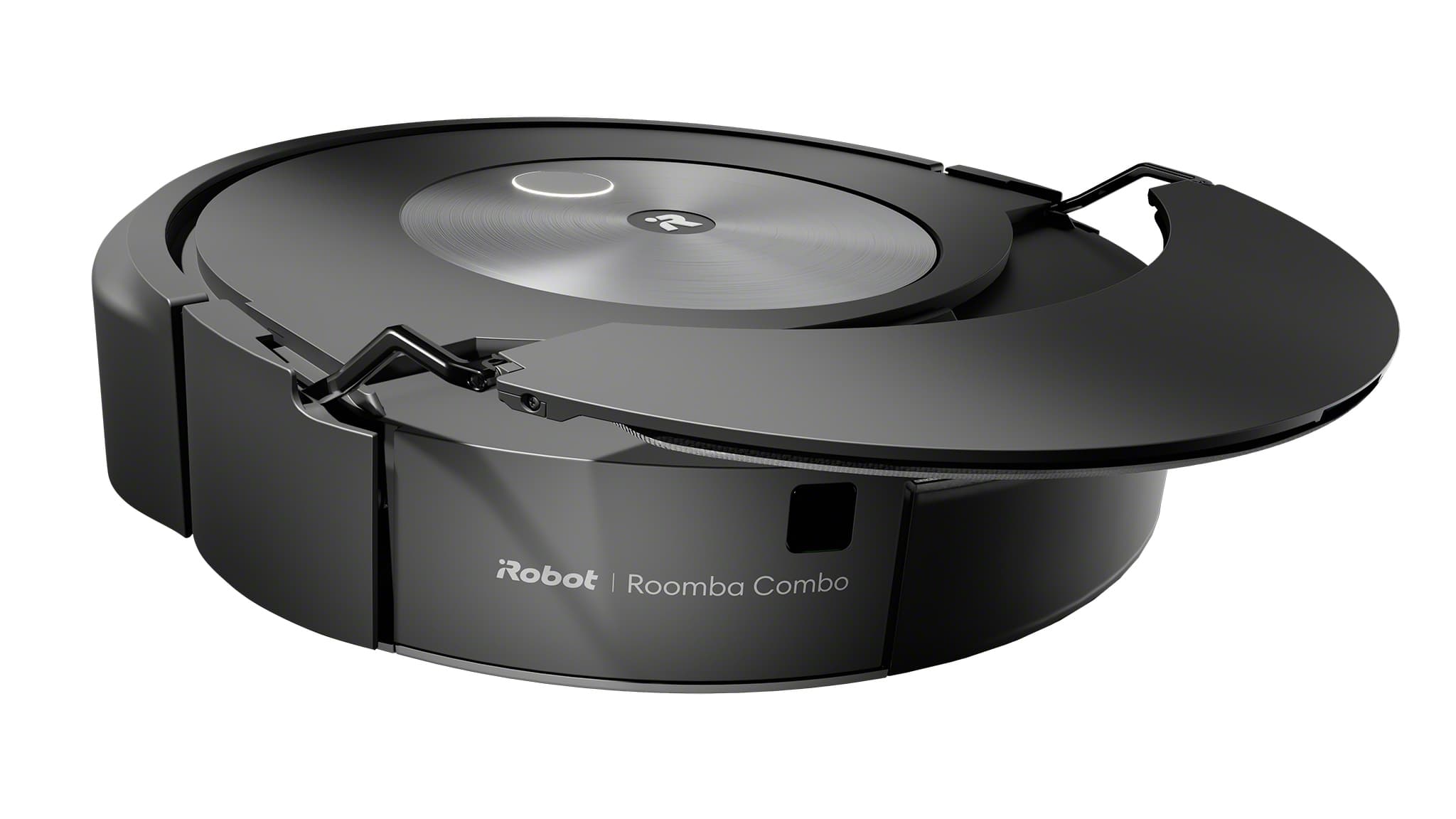 Le Roomba Combo j7+ d'iRobot propose un bras articulé qui soulève la lingette pour ne pas humidifier les tapis. Le Roomba Combo j7+ d'iRobot propose un bras articulé qui soulève la lingette pour ne pas humidifier les tapis.
