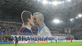 Le tifo Ravanelli-Ducrocq avant le Classique OM-PSG, le 27 octobre 2024.
