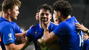 Hugo Reus et les Bleuets lors de la demi-finale de la Coupe du monde de rugby U20, 9 juillet 2023