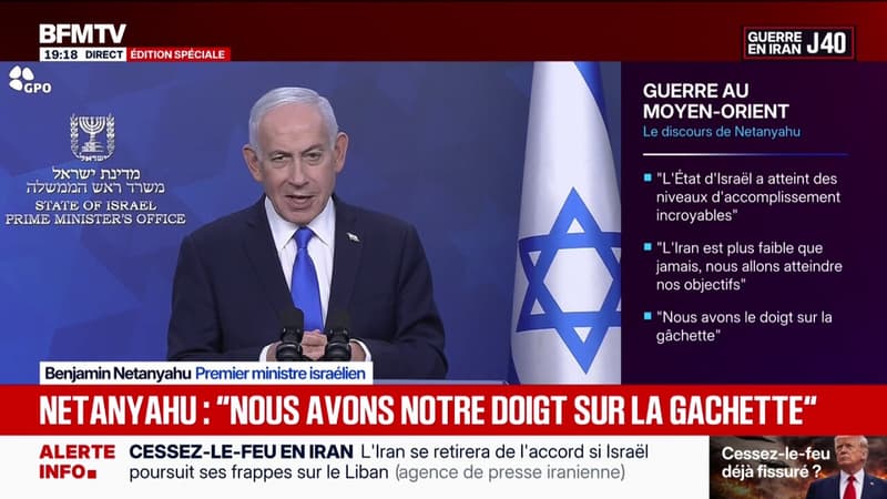 Guerre au Moyen-Orient: "Nous avons notre doigt sur la gâchette", déclare Benyamin Netanyahou, Premier ministre israélien