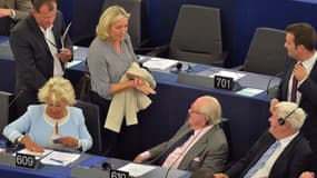 Les eurodéputés FN les plus médiatiques, lors d'un session du Parlement européen à Strasbourg, en septembre 2014.