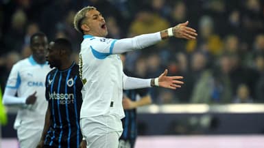 Facundo Medina avec l'OM contre le Club Bruges le 28 janvier 2026