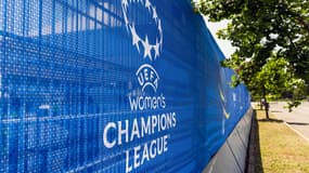 Le logo de la Ligue des champions, affiché à Turin, le 21 mai 2022.