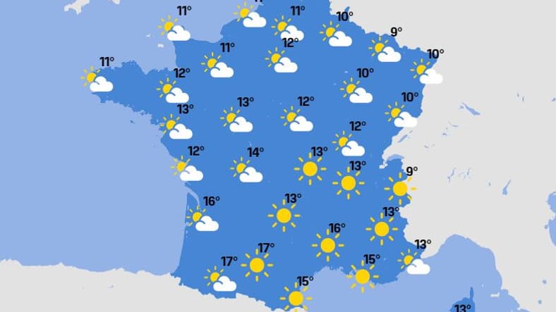 La carte des températures de mercredi.
