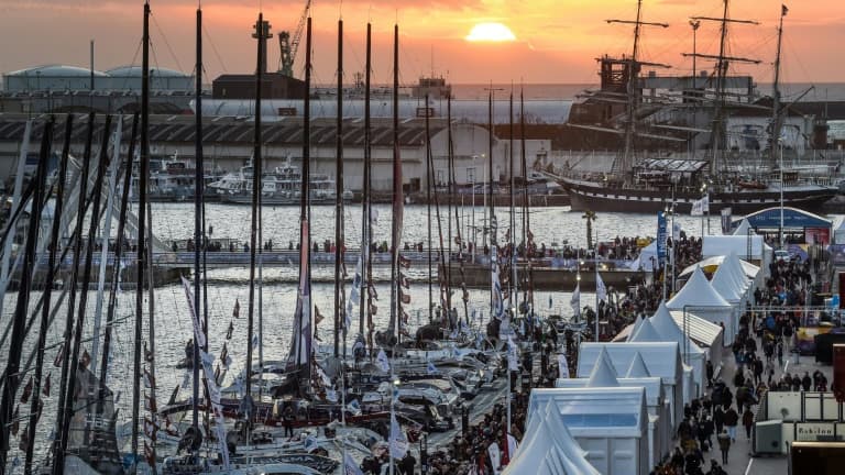 Les bateaux engagés dans la Transat Jacques Vabre, à la veille du départ au port du Havre le 6 novembre 2021