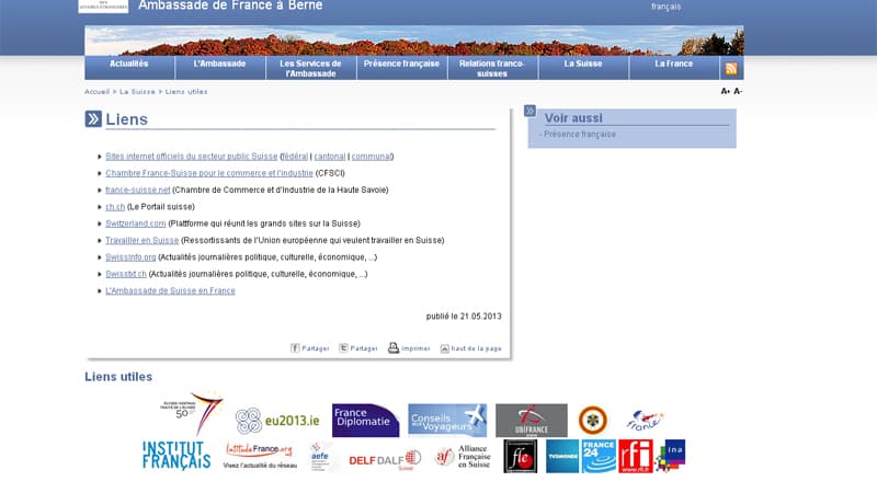 Selon la députée, cette page affichait un lien renvoyant à un site permettant d'ouvrir un compte en Suisse. Le lien en question n'apparaît désormais plus.