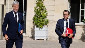 Le chef des députés LR, Laurent Wauquiez, et le ministre de l'Intérieur, Bruno Retailleau
