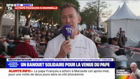Marseille: un banquet solidaire rassemblant 650 personnes sur l'esplanade de la Major pour célébrer la visite du pape François