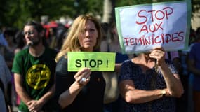 Une manifestation contre les violences conjugales à Paris, le 6 juillet 2019