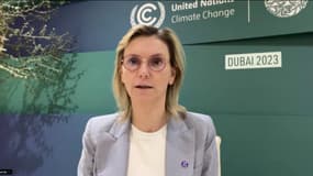 La ministre de la Transition énergétique Agnès Pannier-Runacher depuis la COP28 de Dubaï le 13 décembre 2023.