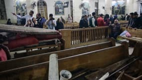 L'intérieur de l'église copte dans la ville de Tanta, en Égypte, après l'attentat