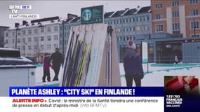 Les skis sont en libre-service pour se déplacer dans cette ville de Finlande