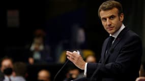 Emmanuel Macron le 19 janvier 2022 au Parlement européen. 