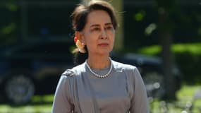 Photo de l'ancienne dirigeante birmane Aung San Suu Kyi, le 3 juin 2019 lors d'un déplacement officiel à Prague
