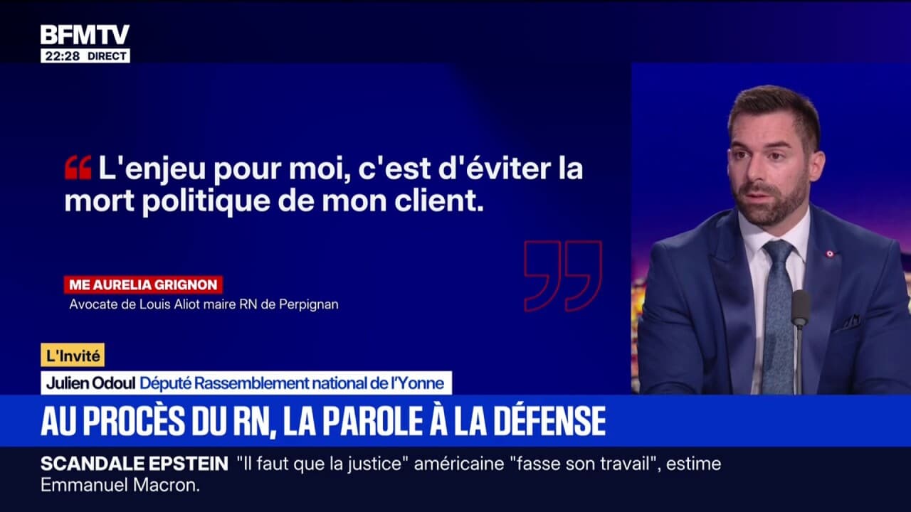 Procès du RN: "Nous sommes innocents", déclare Julien Odoul, député RN de l'Yonne Kép