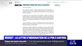 Budget 2026: la lettre d'indignation de Marine Le Pen à François Bayrou 