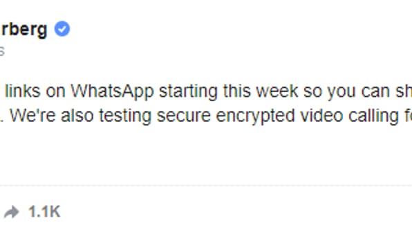 Mark Zuckerberg annonce la nouvelle fonctionnalité WhatsApp Mark Zuckerberg annonce la nouvelle fonctionnalité WhatsApp