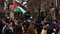 Des militants pro-paletiniens devant l'université de Columbia, le 2 février 2024