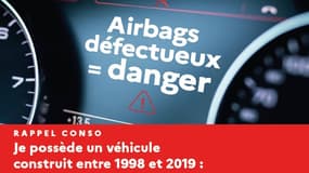 L'affiche de la campagne d'information lancée en ce début 2025 par le ministère des Transports concernant les airbags Takata chez une vingtaine de constructeurs.