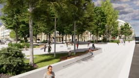 Vue de la future esplanade piétonne et végétalisée du square Frachon à Arras