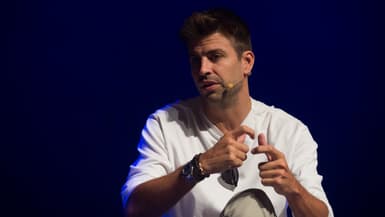 Gerard Piqué lors d'un discours à Malaga en tant que patron du groupe Kosmos, septembre 2023