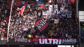 Les ultras du PSG lors du déplacement à Rennes