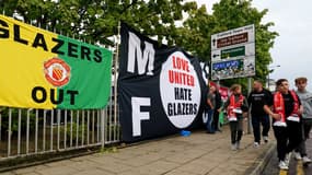 Des banderoles anti-Glazer à Manchester, le 22 août 2022