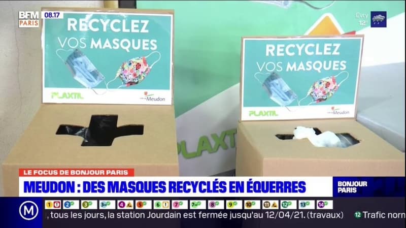 Meudon: des masques chirurgicaux recyclés en équerres pour les écoliers