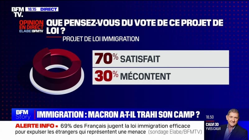 Loi immigration: 70% des Français interrogés sont satisfaits du texte, selon un sondage Elabe