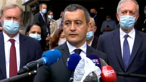 Gérald Darmanin réagit à l'agression de deux policiers à Herblay (Val-d'Oise), le 8 octobre 2020.