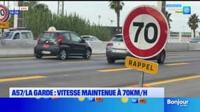 La Garde: malgré l'ouverture d'une partie de la troisième voie de l'A57, la vitesse maintenue à 70 km/h