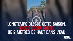 Longtemps blessé cette saison, Diego Costa saute de 9 mètres de haut dans l'eau