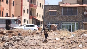 Le centre de la ville d'Al-Suwayda (Syrie) le 15 juillet 2025, après un bombardement par les forces israéliennes.