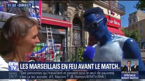 Pour le match de la France il se maquille en bleu-blanc-rouge... de la tête au pied