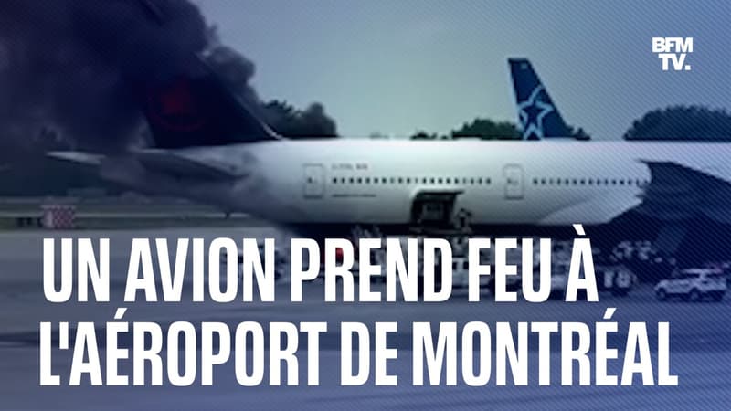 Les images d'un avion en flammes à l'aéroport Pierre-Eliott Trudeau à Montréal