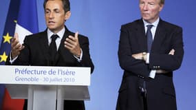 Nicolas Sarkozy et Brice Hortefeux à Grenoble, le 30 juillet 2010