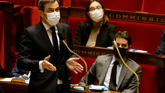 Le ministre de la Santé Olivier Véran le 9 février 2021 à l'Assemblée nationale à Paris