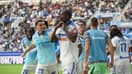 Emanuel Emegha avec Strasbourg après son but contre le Paris FC en Ligue 1 le 21 septembre 2025