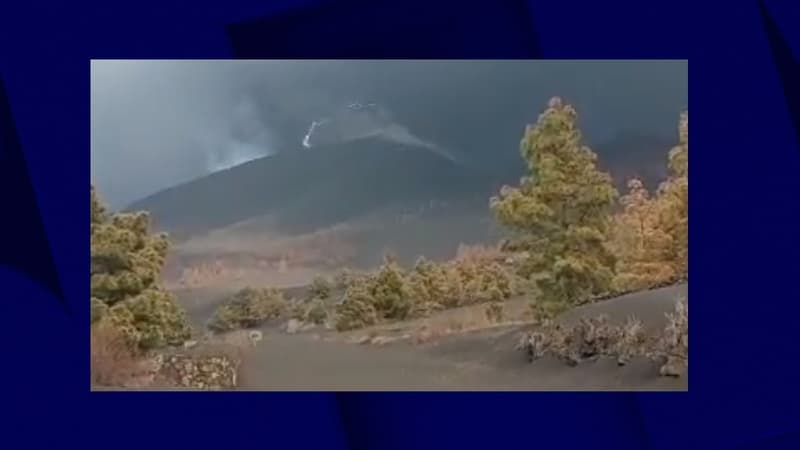 La "foudre volcanique" au-dessus de la Cumbre Vieja. 