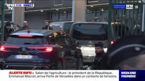 Le cortège d'Emmanuel Macron arrive au Salon de l'agriculture