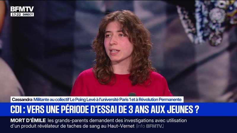 "CDI jeunes": "Le Medef lance un affront à la jeunesse", estime Cassandra, militante au collectif Le Poing Levé