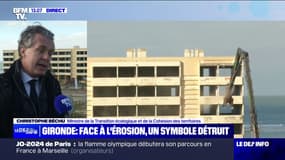 Christophe Béchu sur la démolition du "Signal": "C'est un chantier très symbolique, quand cet immeuble a été construit, il était à 200 mètres de la mer, il est maintenant à 20 mètres"