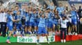Les joueurs de Côme célèbrent la montée en Serie A, le 10/05/2024