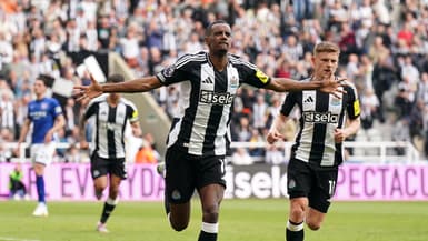 Alexander Isak célèbre son but lors du match Newcastle-Ipswich (3-0, Premier League), le 26 avril 2025