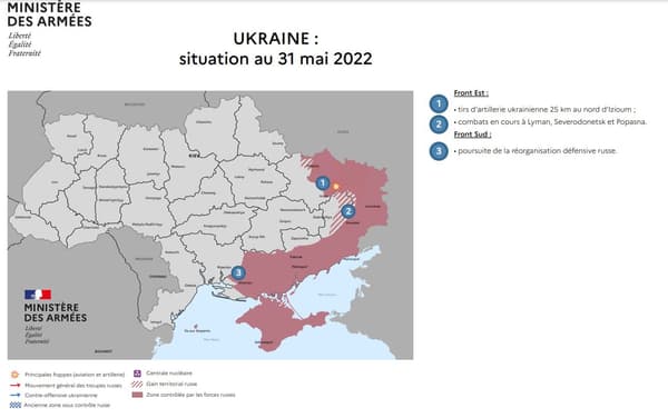 Karte der Situation in der Ukraine zum 31. Mai 2022