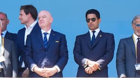 Gianni Infantino et Nasser Al-Khelaifi durant la Coupe du monde des clubs, le 15 juin 2025.
