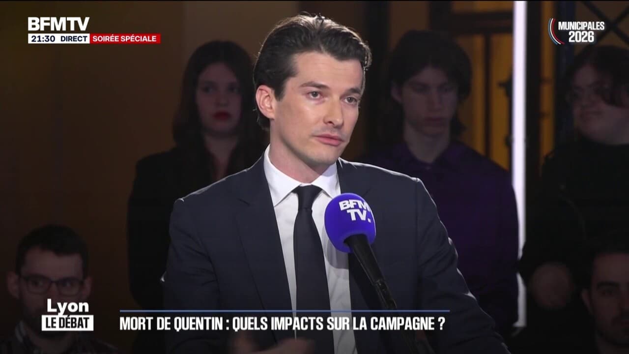 Alexandre Dupalais, candidat UDR-RN à la mairie de Lyon, affirme que "c'est bien la moindre des choses" d'afficher le portrait de Quentin Deranque sur la mairie de la ville Kép