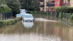 Des inondations à La Rivière-Saint-Sauveur (Calvados) le mardi 5 décembre 2023.