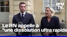 Marine Le Pen appelle à "une dissolution ultra rapide" après la consultation à Matignon